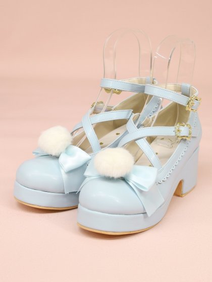 Cross pumps with fur ribbon Cross pumps with fur ribbon