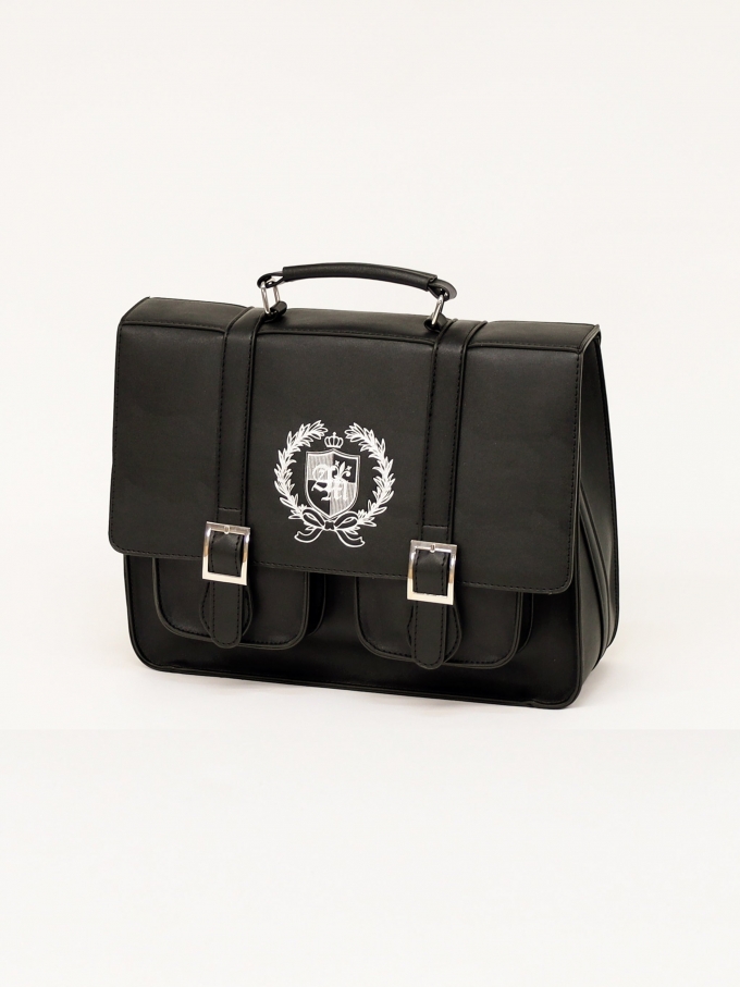 Emblem double pocket satchel bag
