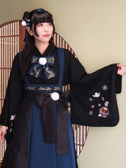 手まり遊びとシマエナガ 和風ブラウス