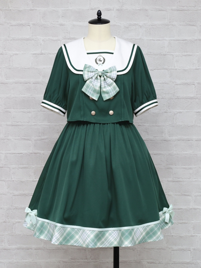 Chouchou Check セットアップ風セーラーワンピース