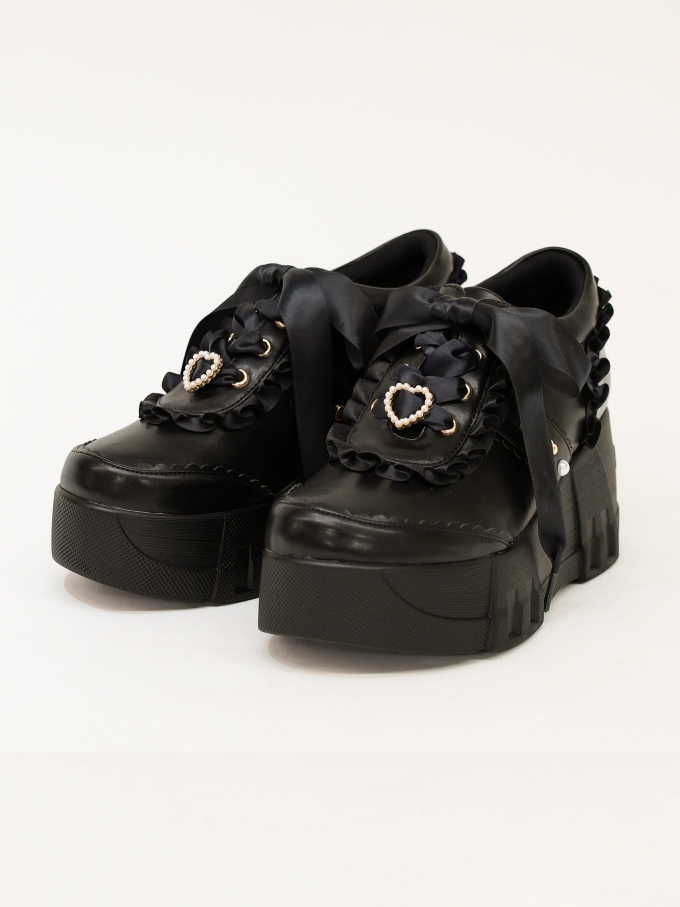 Thick-soled frill sneakers