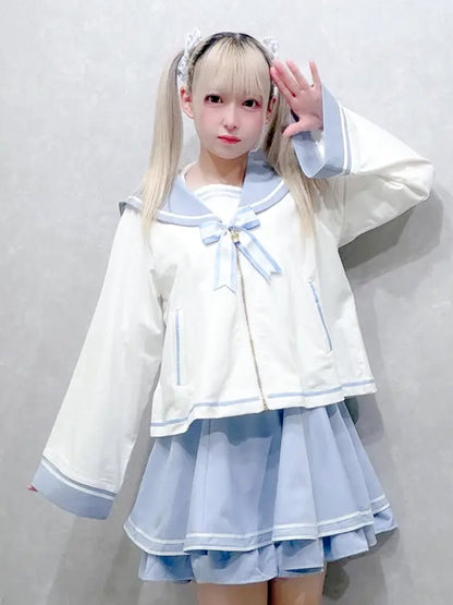 Marchen Marine セーラーポンチョパーカー