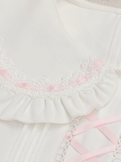 Chērie Lace レースアップブラウス